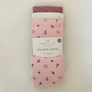 NEW Baby Burp Cloths Cotton Front 3pk Pink Floral | DreamGro Apple + Ivy